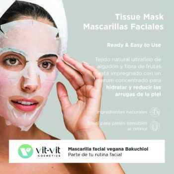 Mascarilla Tisú hidratante Bakuchiol. Mascarilla Coreana rejuvenecedora para pieles acnéicas. Ready to use