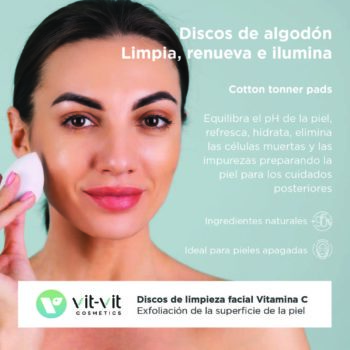 Discos de limpieza facial y exfoliación Vitamina C. Toner Cotton Pads de Vitamina C Exfoliación superficial