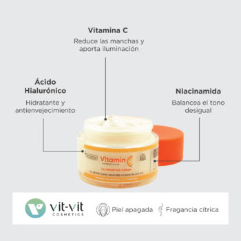 Crema Facial Hidratante con Vitamina C Acido Hialurónico y Niacinamida Vit Vit Cosmetics