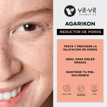 Crema facial reductora de poros Agarikon Vit Vit Cosmetics. Minimizador de poros